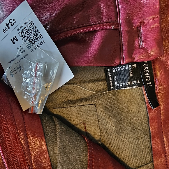 Red Faux Leather Boot Cut Pants - Picture 9 of 9